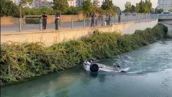 Otomobil kanala uçtu, sürücü kazayı ucuz atlattı 