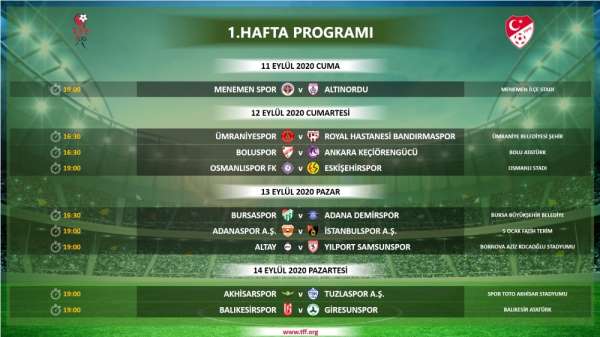 TFF 1. Lig'in 4 haftalık maç programı açıklandı 
