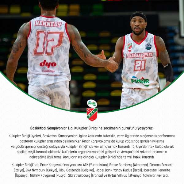 Pınar Karşıyaka Basketbol Şampiyonlar Ligi Kulüpler Birliği'ne seçildi