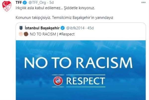 TFF: 'Konunun takipçisiyiz, Başakşehir'in yanındayız' 