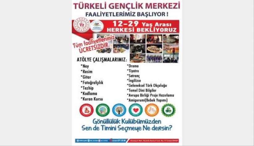 Türkeli Gençlik Merkezi'nde ücretsiz gelişim kursları başlıyor