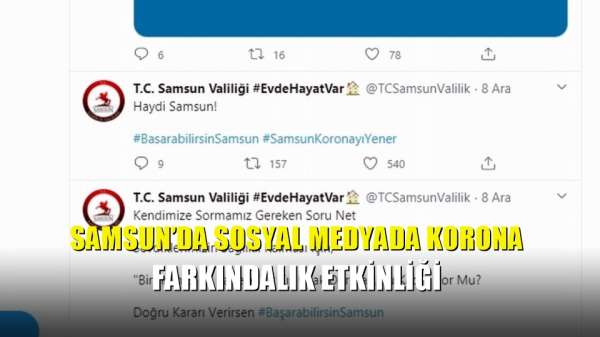 Samsun'da sosyal medyada korona farkındalık etkinliği 