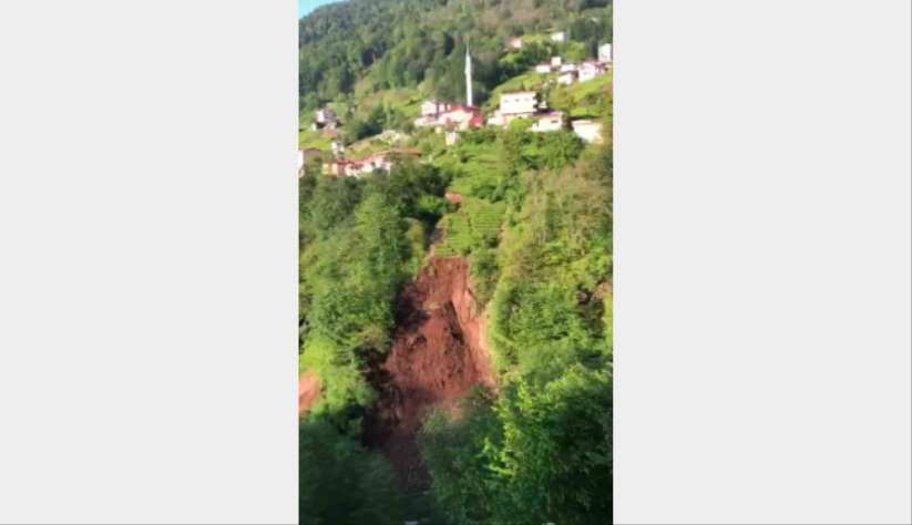 Trabzon'da heyelan anı cep telefonu kamerasına böyle yansıdı