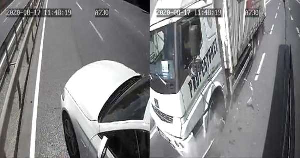 (Özel) Arnavutköy'de 'makas' kazası kamerada 