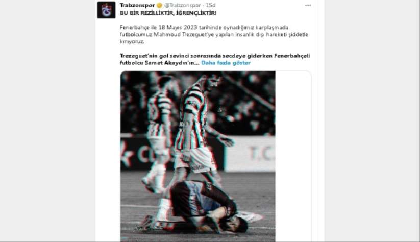 Trabzonspor'dan, Fenerbahçeli savunma oyuncusu Samet Akaydin'e tepki
