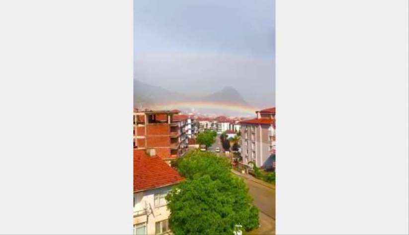 Amasya'da gökkuşağı manzarası mest etti
